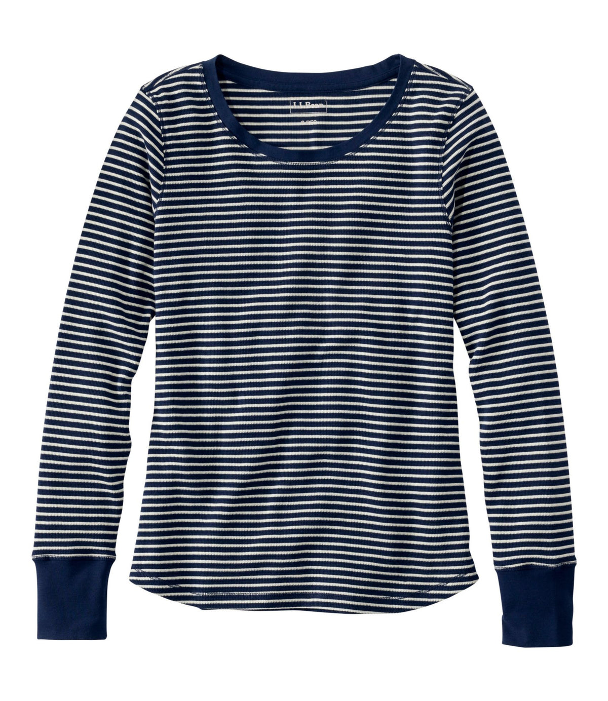 Women's Waffle-Knit Top, Long-Sleeve Jewelneck Stripe
