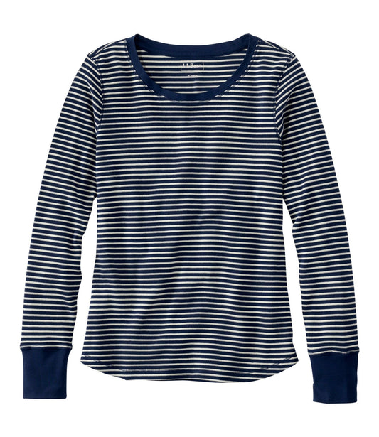 Women's Waffle-Knit Top, Long-Sleeve Jewelneck Stripe