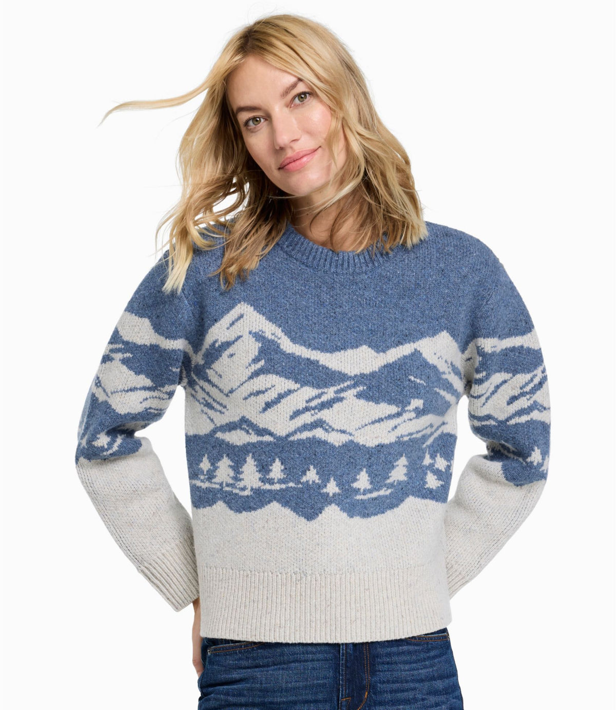 Women's Signature Wool-Blend Fisherman Sweater, Crewneck Novelty