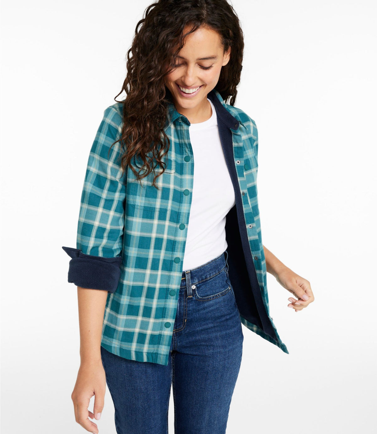 Women's Fleece-Lined Flannel Shirt, Snap-Front Plaid