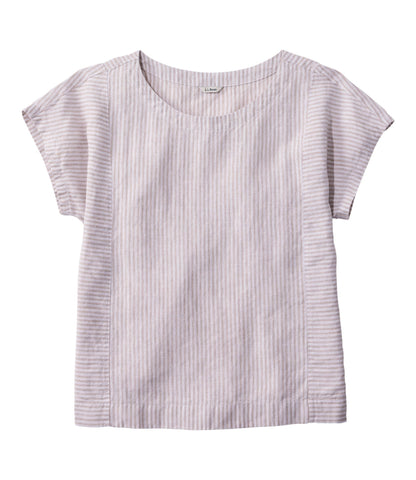 Women's Premium Washable Linen Shirt, Short-Sleeve Stripe