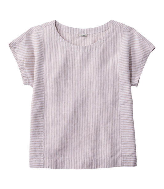Women's Premium Washable Linen Shirt, Short-Sleeve Stripe