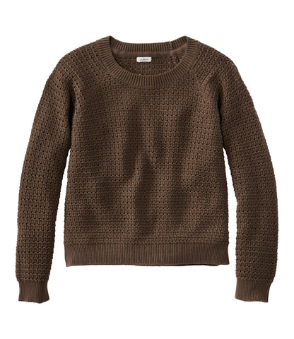 Women's Sunwashed Openwork Sweater, Crewneck