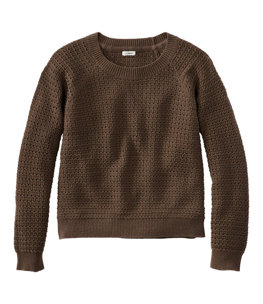 Women's Sunwashed Openwork Sweater, Crewneck