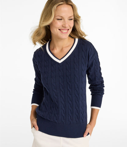 Women's The Original Double L® Sweater, Cable V-Neck