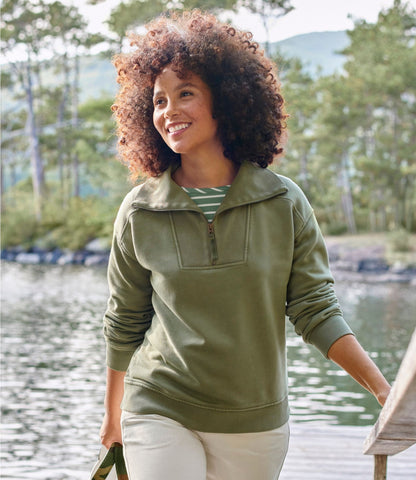 Women's Sunwashed Sweats, Quarter-Zip