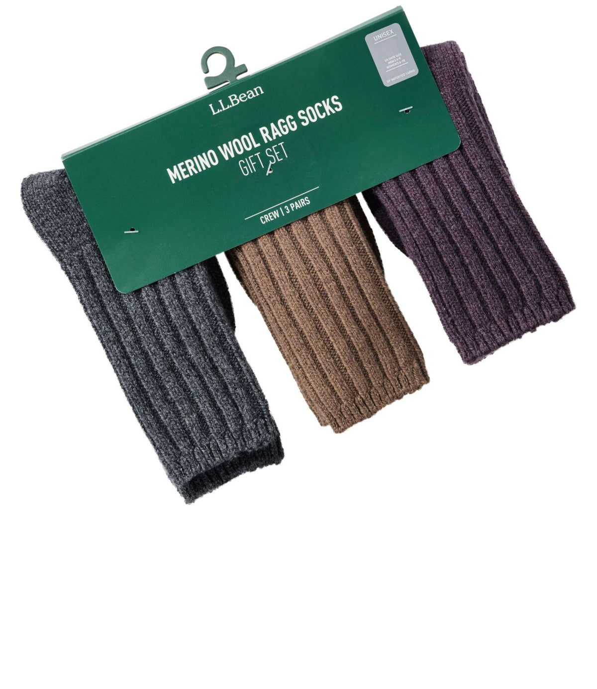 Adults' Merino Wool Ragg Socks, 3-Pack