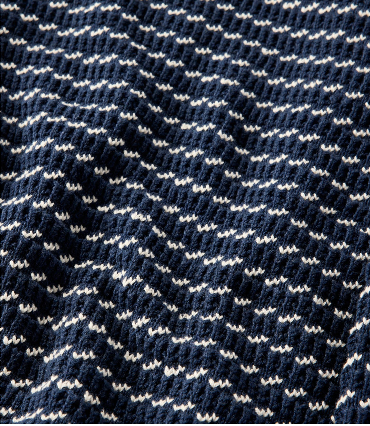 Men's Organic Cotton Waffle Sweater, Rollneck Crew, Bird's-Eye