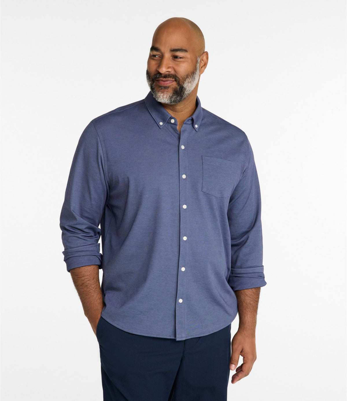 Men's Comfort Stretch Performance® Button-Front Knit Shirt, Long-Sleeve