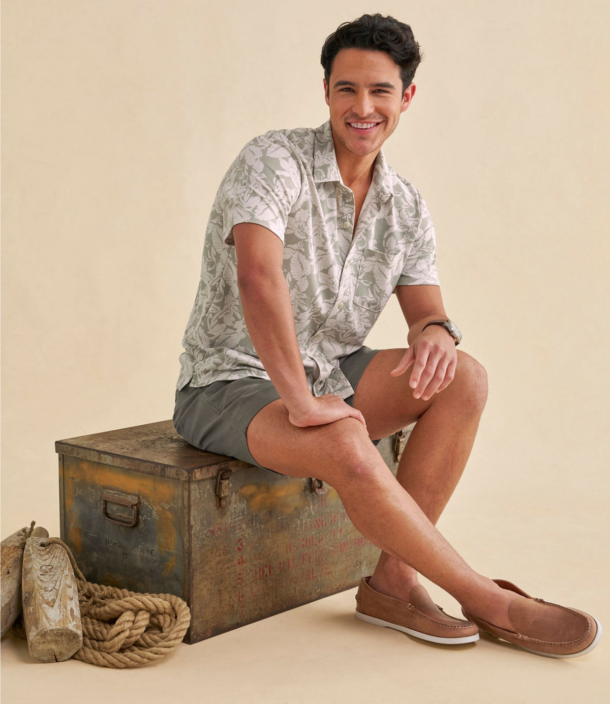 Men's Sunwashed Ultrasoft Button-Front Shirt, Short-Sleeve, Print