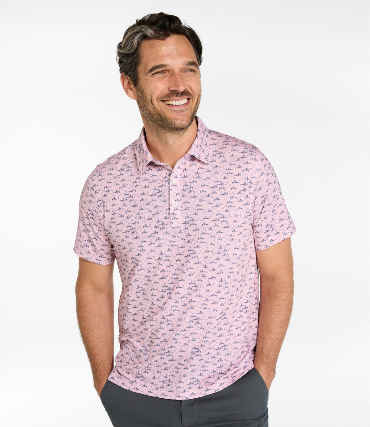 Men's Comfort Stretch Performance® Party Polo, Slightly Fitted, Short-Sleeve, Print