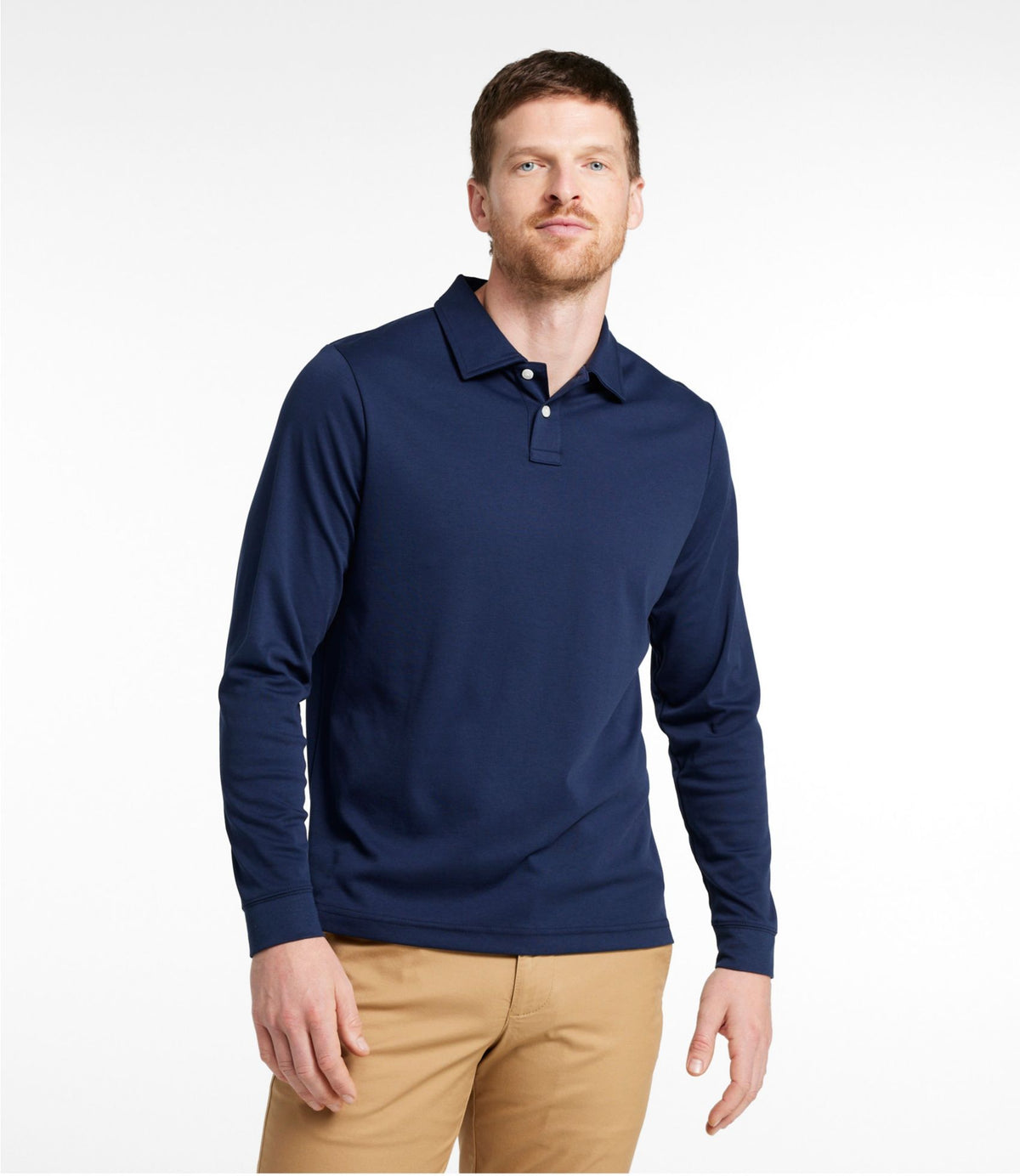 Men's Comfort Stretch Performance® Polo, Long-Sleeve, Slightly Fitted