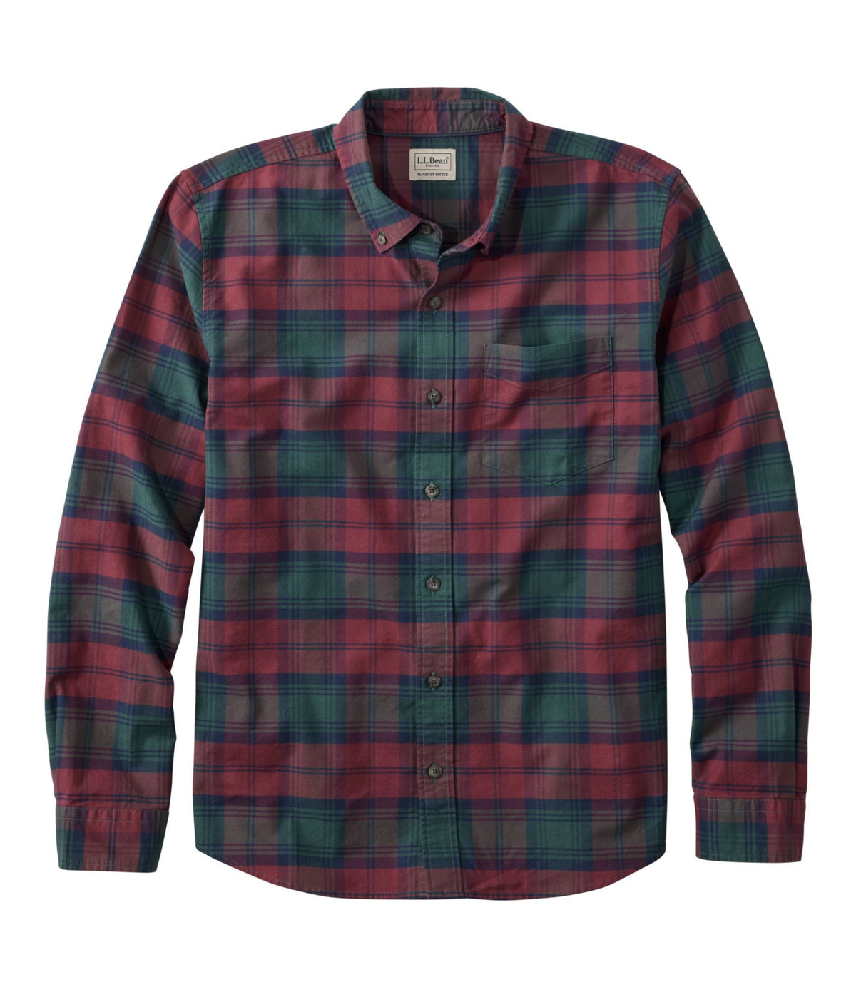 Men's Sunwashed Oxford Shirt, Slightly Fitted Untucked Fit, Plaid