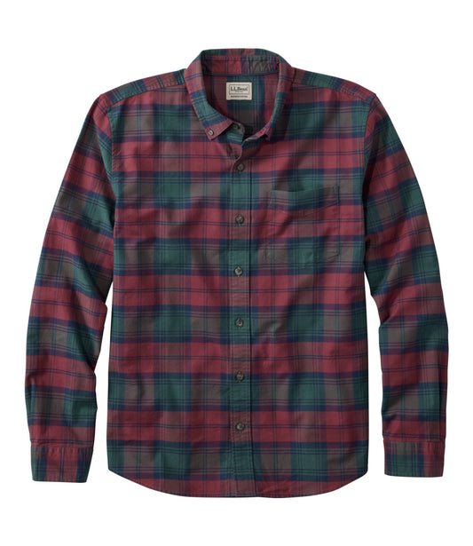 Men's Sunwashed Oxford Shirt, Slightly Fitted Untucked Fit, Plaid