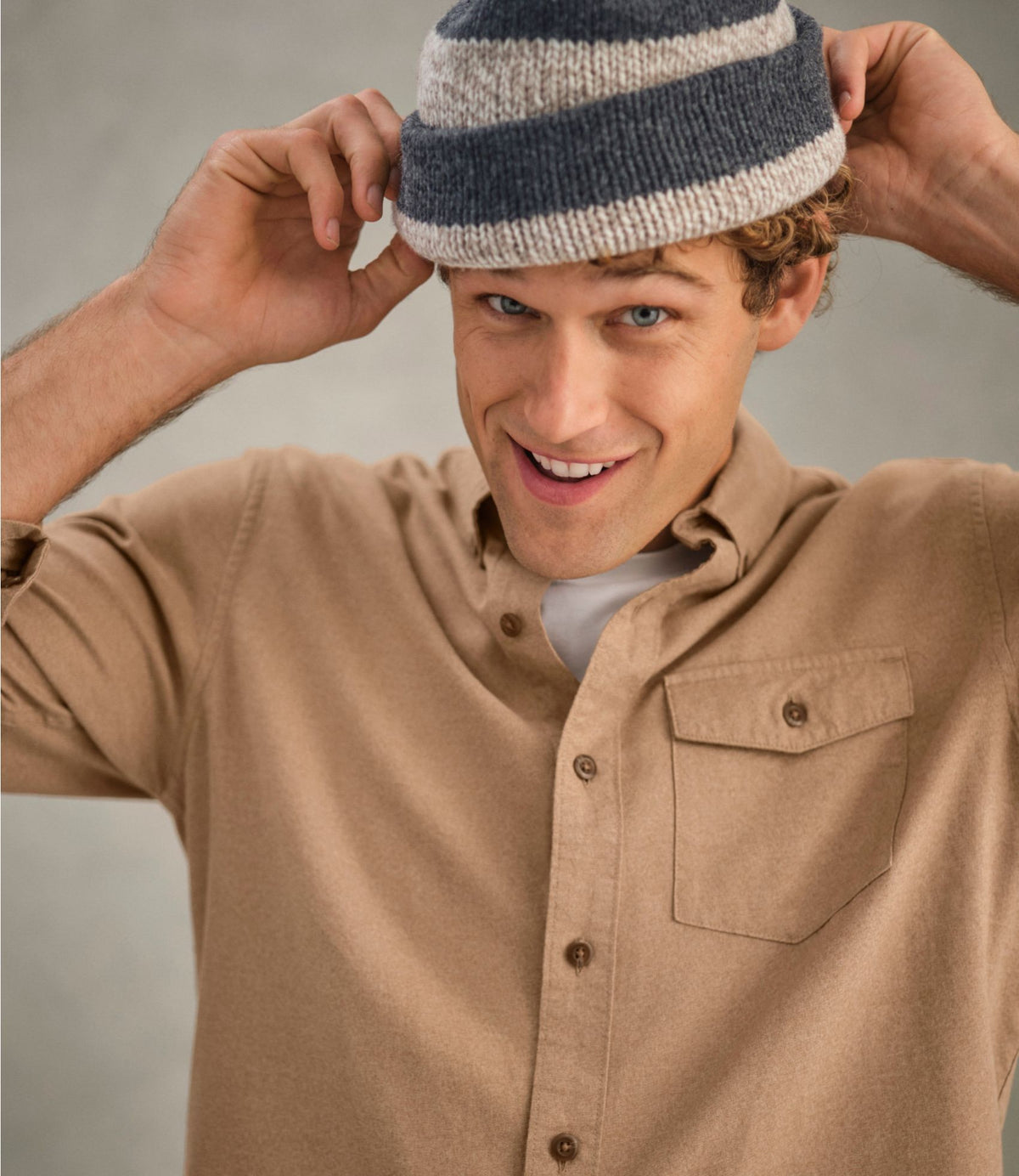 Men's Brushed Jaspé Twill Shirt, Traditional Untucked Fit