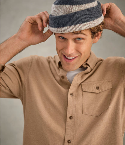 Men's Brushed Jaspé Twill Shirt, Traditional Untucked Fit