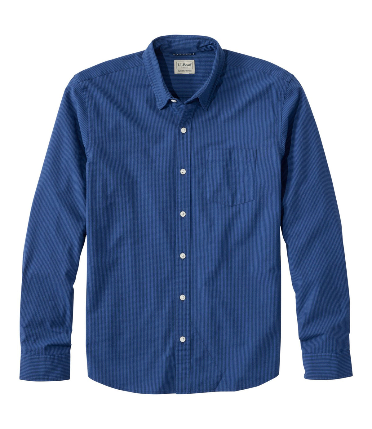 Men's Comfort Stretch Performance® Seersucker Shirt, Long-Sleeve, Slightly Fitted Untucked Fit, Stripe
