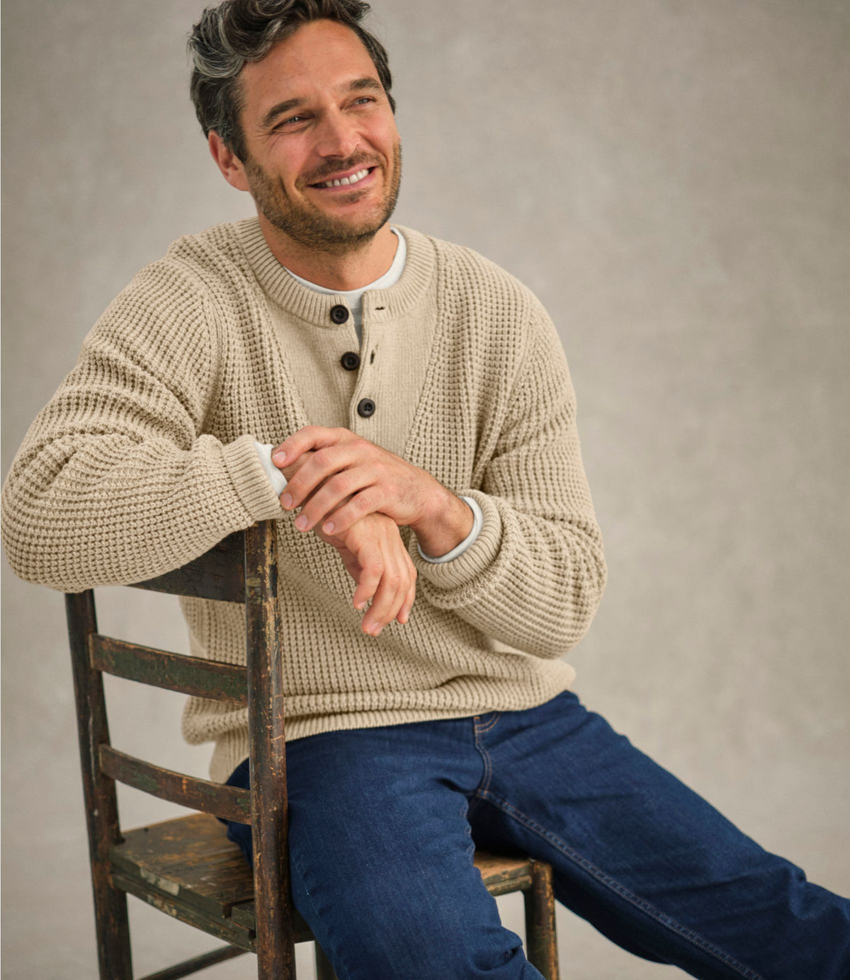 Men's L.L.Bean Organic Cotton Waffle Sweater, Henley