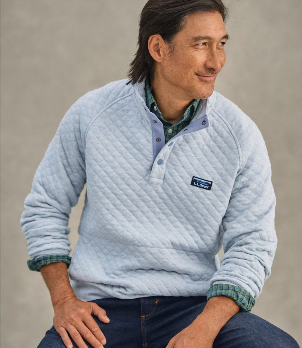 Men's Quilted Sweatshirt, Mockneck