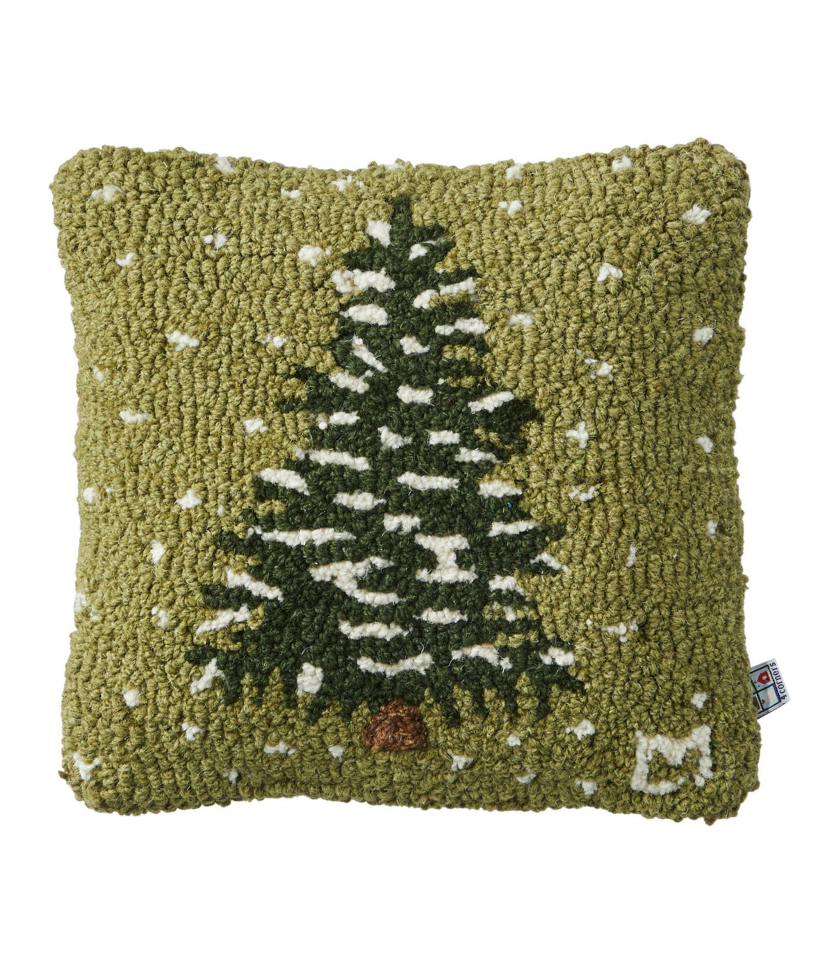 Wool Hooked Throw Pillow, Frosted Tree, 14" x 14"