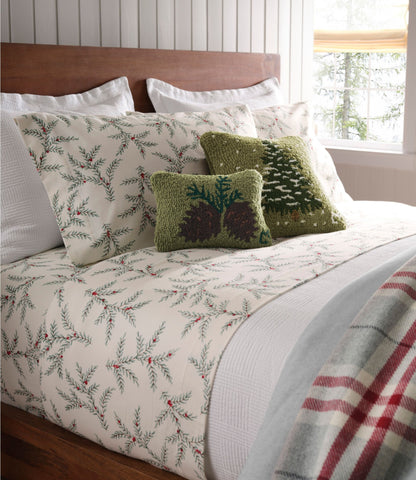 Wool Hooked Throw Pillow, Frosted Tree, 14" x 14"