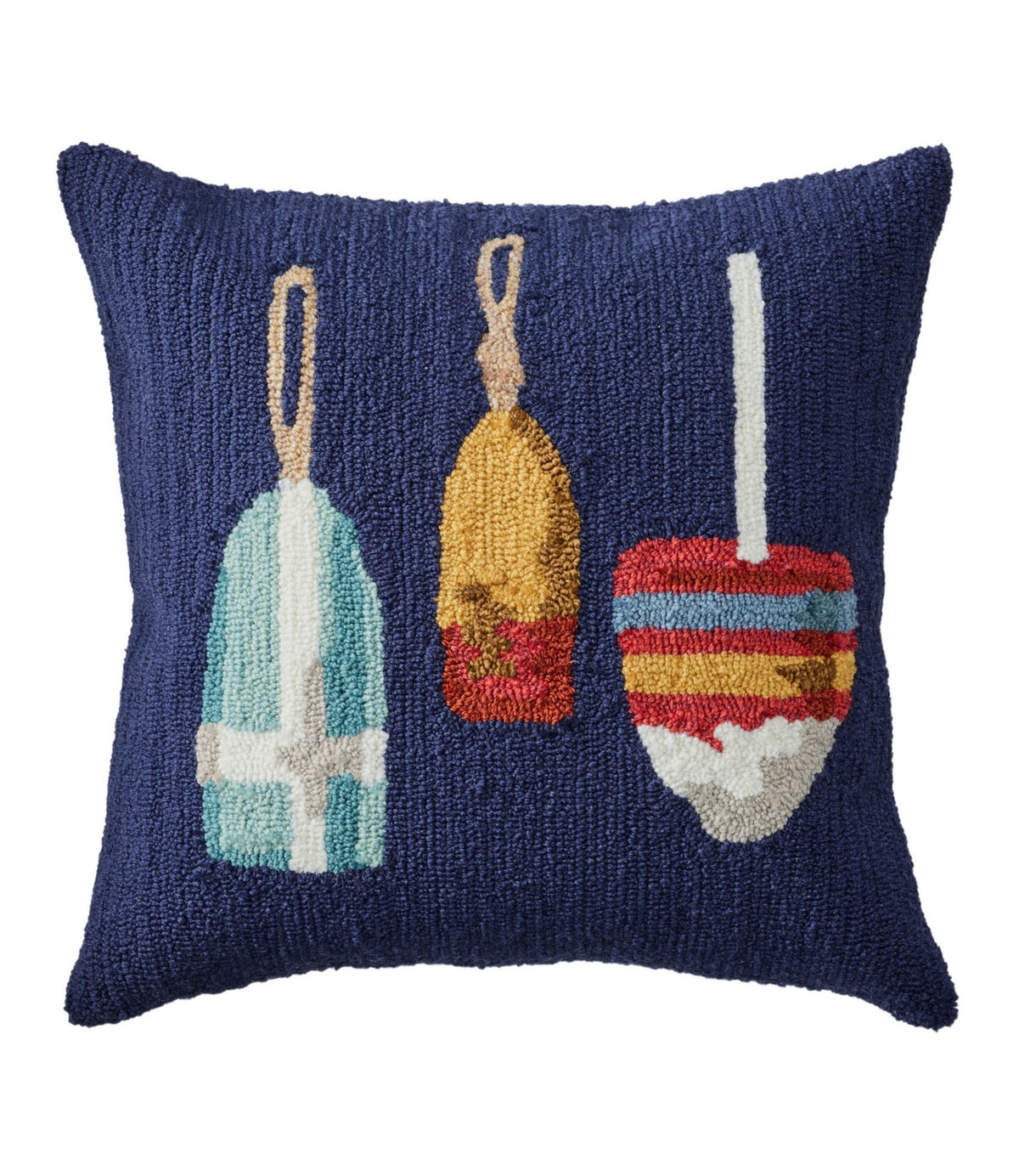Indoor/Outdoor Hooked Pillow, Buoys, 18" x 18"