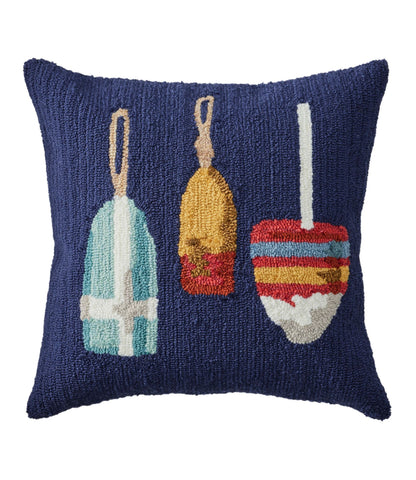 Indoor/Outdoor Hooked Pillow, Buoys, 18" x 18"