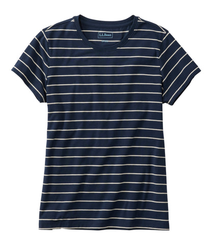 Women's Soft Stretch Supima-Blend Tee, Crewneck Short-Sleeve Striped