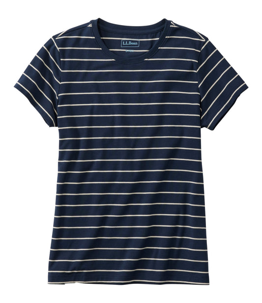 Women's Soft Stretch Supima-Blend Tee, Crewneck Short-Sleeve Striped