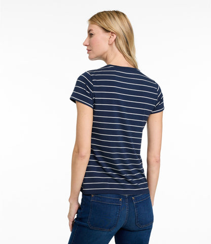 Women's Soft Stretch Supima-Blend Tee, Crewneck Short-Sleeve Striped