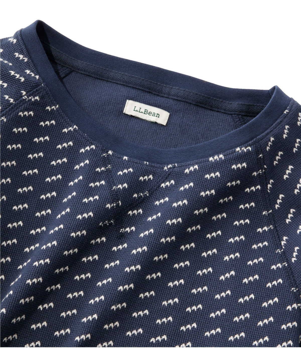 Women's Unshrinkable Mini-Waffle Tee, Long-Sleeve Crewneck Stripe