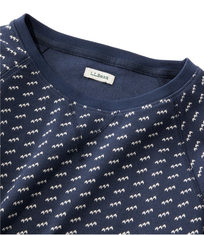 Women's Unshrinkable Mini-Waffle Tee, Long-Sleeve Crewneck Stripe