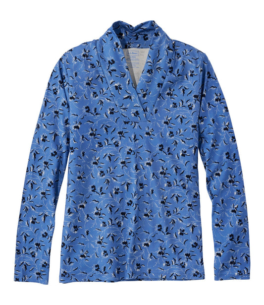 Women's Pima Cotton Tee, Shawl Long-Sleeve Print