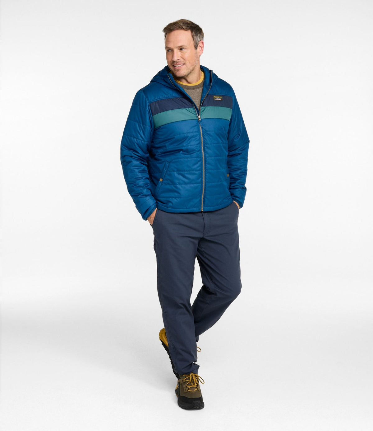 Men's Mountain Classic Puffer Hooded Jacket, Colorblock