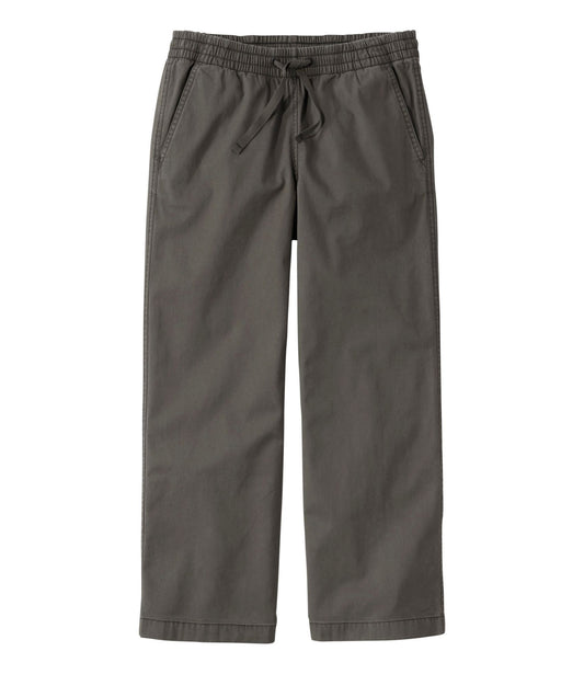 Women's Lakewashed Pull-on Chinos, Mid-Rise Wide-Leg Crop