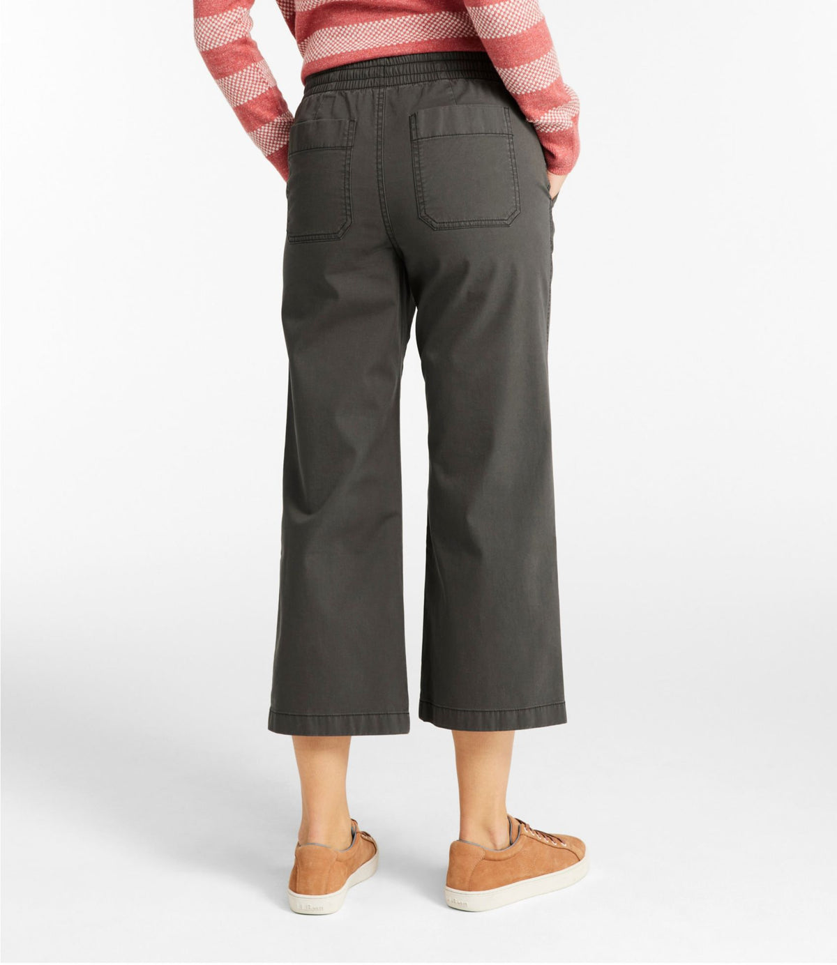 Women's Lakewashed Pull-on Chinos, Mid-Rise Wide-Leg Crop