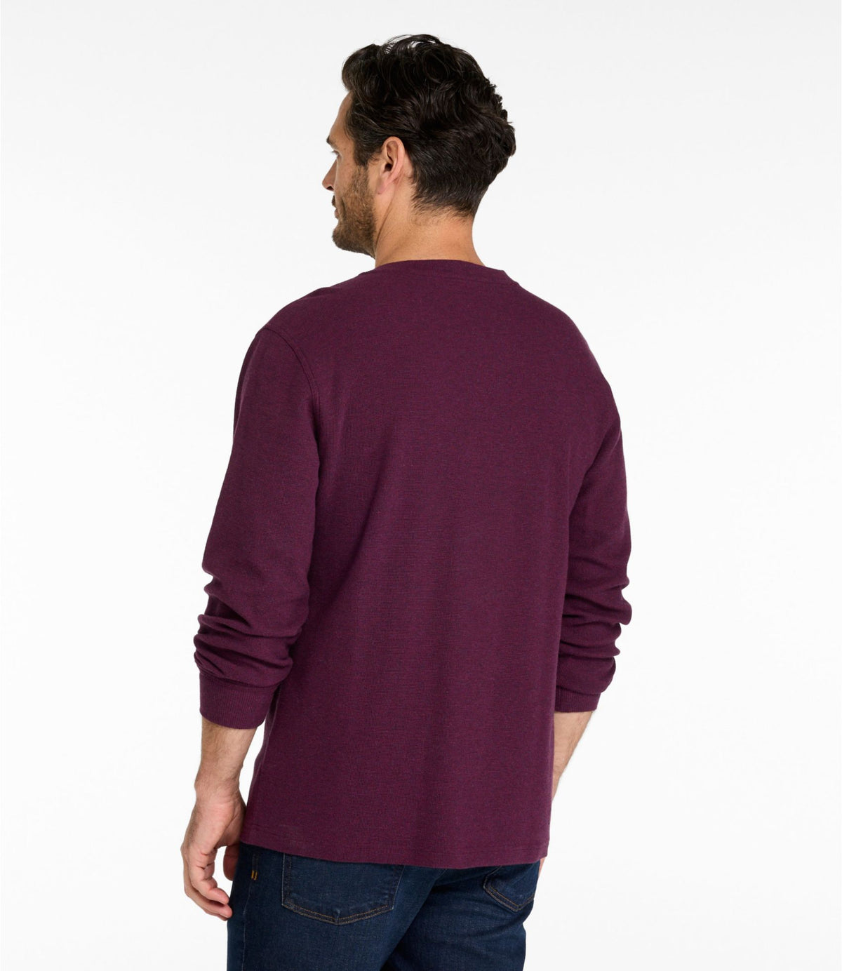 Men's Unshrinkable Mini-Waffle Henley, Long-Sleeve Traditional Fit