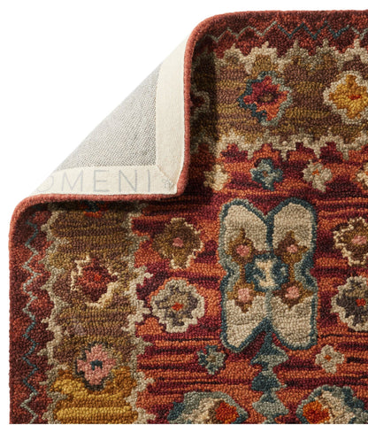 Double Border Wool Hooked Runner, Sienna Multi