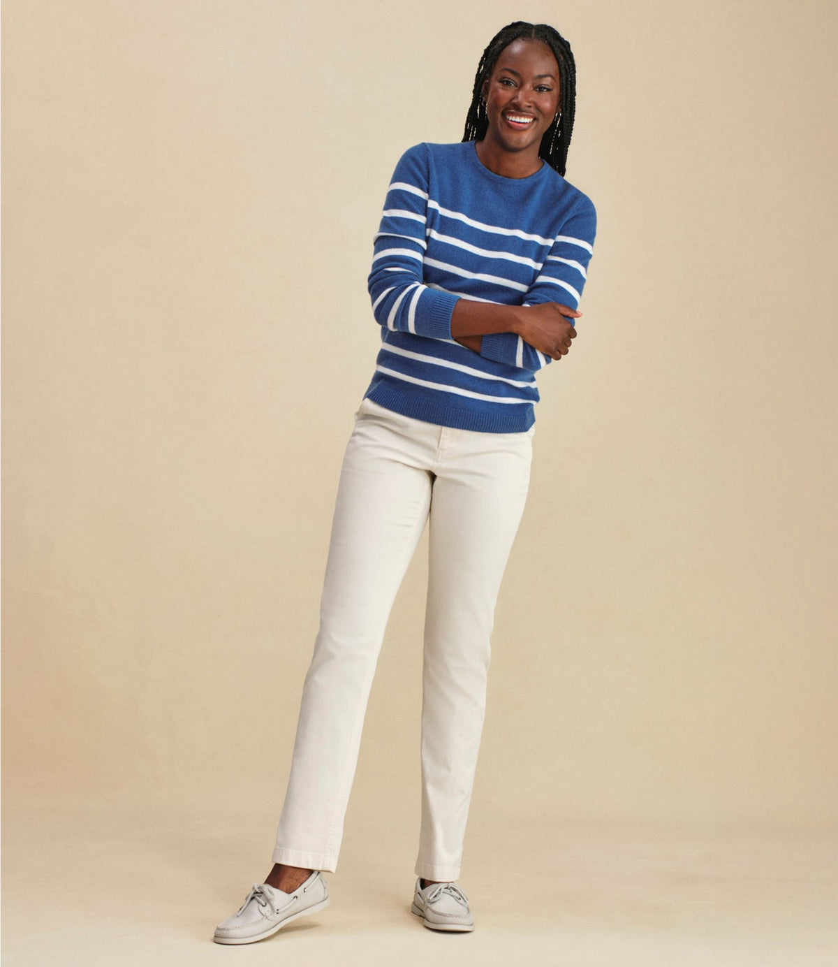 Women's Classic Cashmere Sweater, Crewneck Stripe