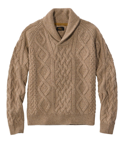 Men's Signature Ragg Wool Fisherman Sweater, Shawl Collar
