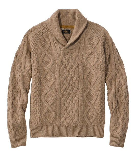 Men's Signature Ragg Wool Fisherman Sweater, Shawl Collar