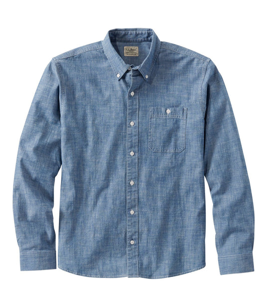 Men's Comfort Stretch® Chambray Shirt, Traditional Untucked Fit, Long-Sleeve