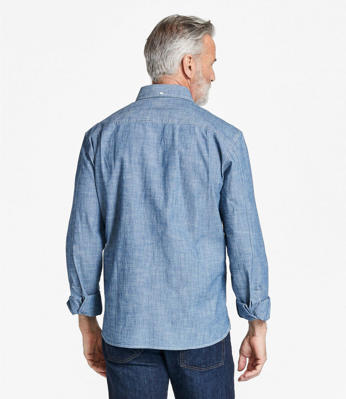Men's Comfort Stretch® Chambray Shirt, Traditional Untucked Fit, Long-Sleeve